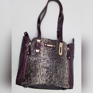 MC Marc Chantel PURPLE Croco Embossed Fur Print Shoulder Bag Purse